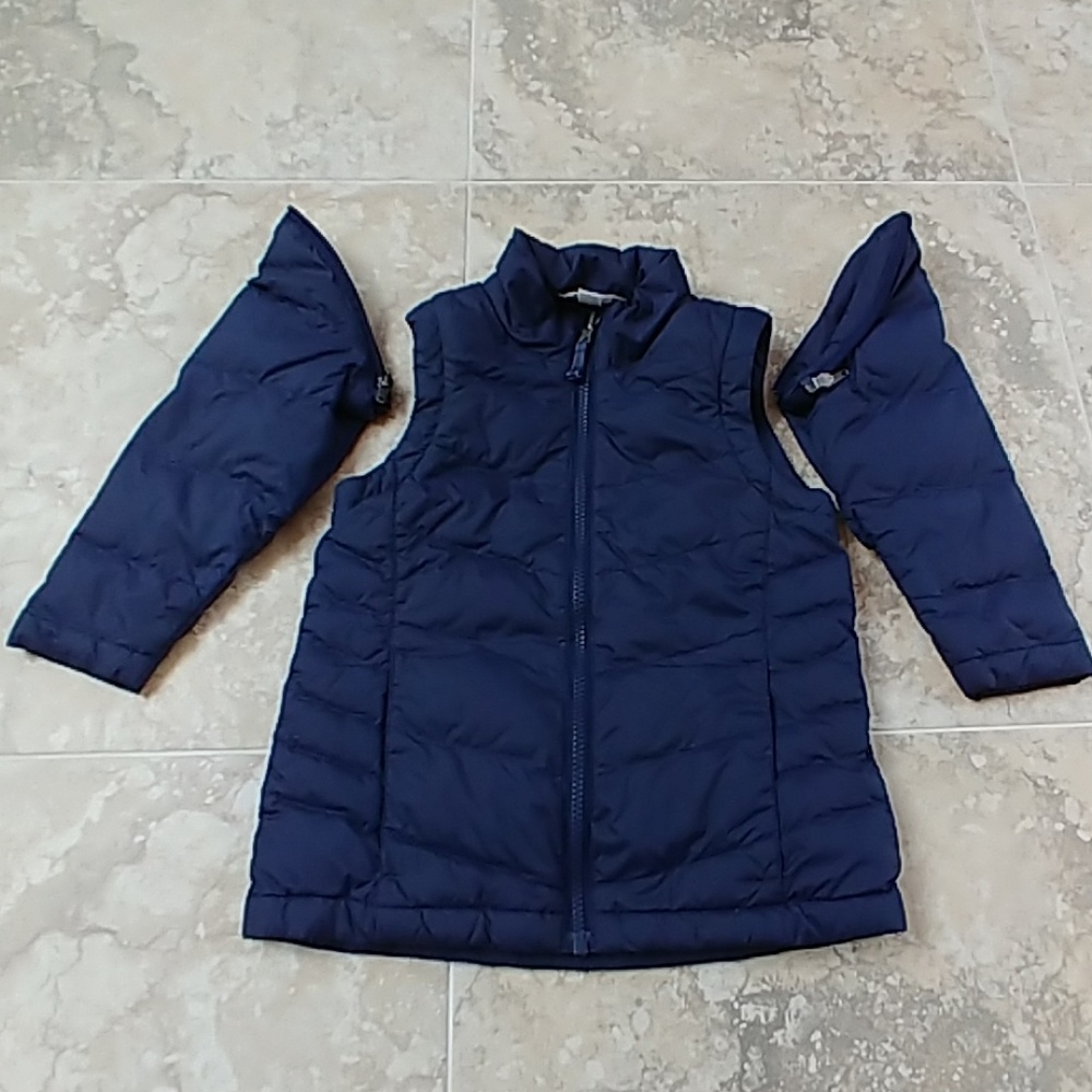 Land's End down puffer jacket, removable sleeves.